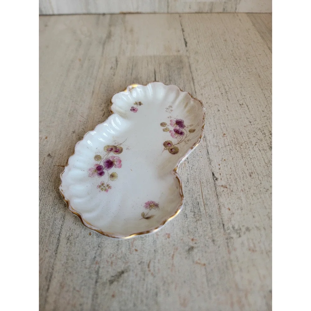 Vintage French floral trinket tray pink flower unique home‎ decor